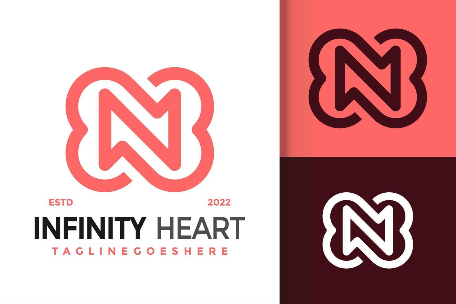 abstrakt brev n oändlighet hjärta logotyp design, varumärke identitet logotyper vektor, modern logotyp, logotyp mönster vektor illustration mall
