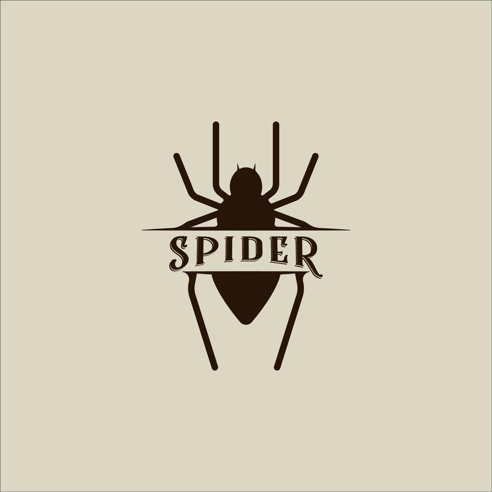 silhouette spinne logo vektor einfache vintage illustration vorlage symbol grafikdesign. Insektenarthropodenzeichen oder Symbol für Natur- oder Wildtierkonzept