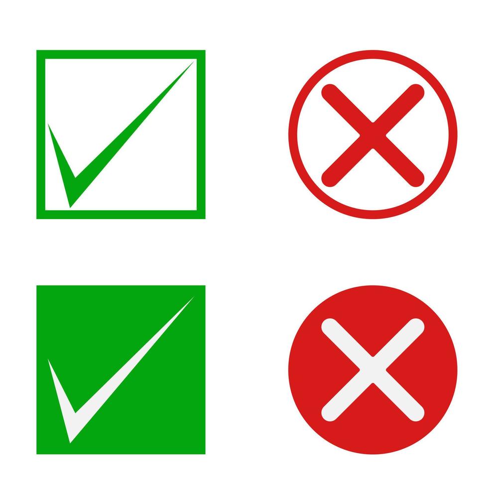 grünes Häkchen und rotes Kreuz auf weißem Hintergrund. Vektor-Illustration. Folge 10. vektor