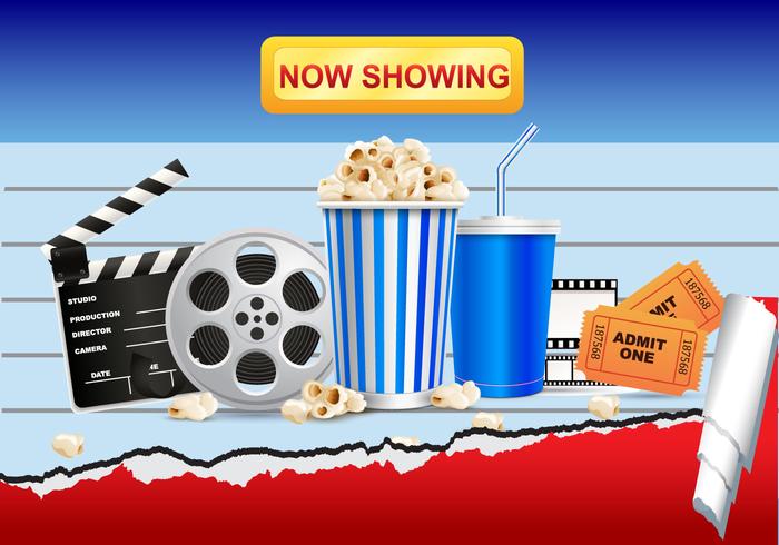 Realistisk Cinema Movie and Popcorn Vector