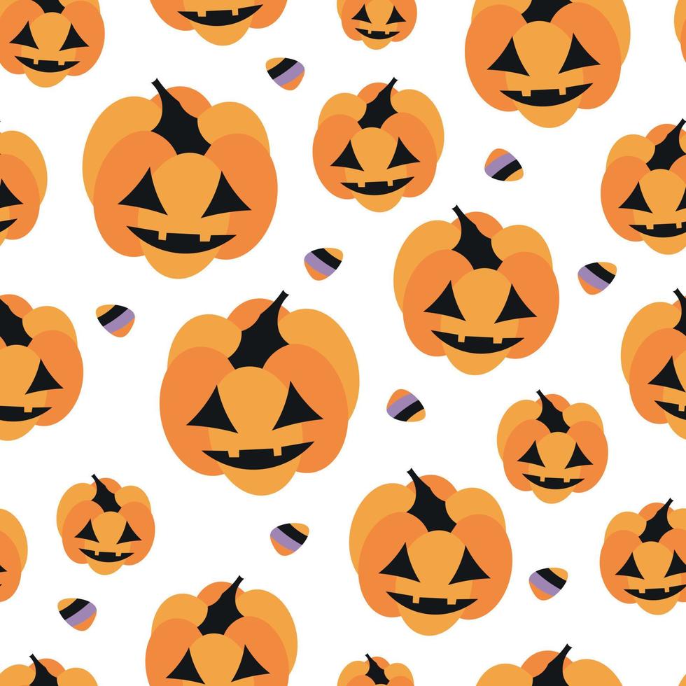 halloween pumpor sömlös mönster. bakgrund för tapeter, textilier, papper, tyger, webb sidor. årgång stil. vektor
