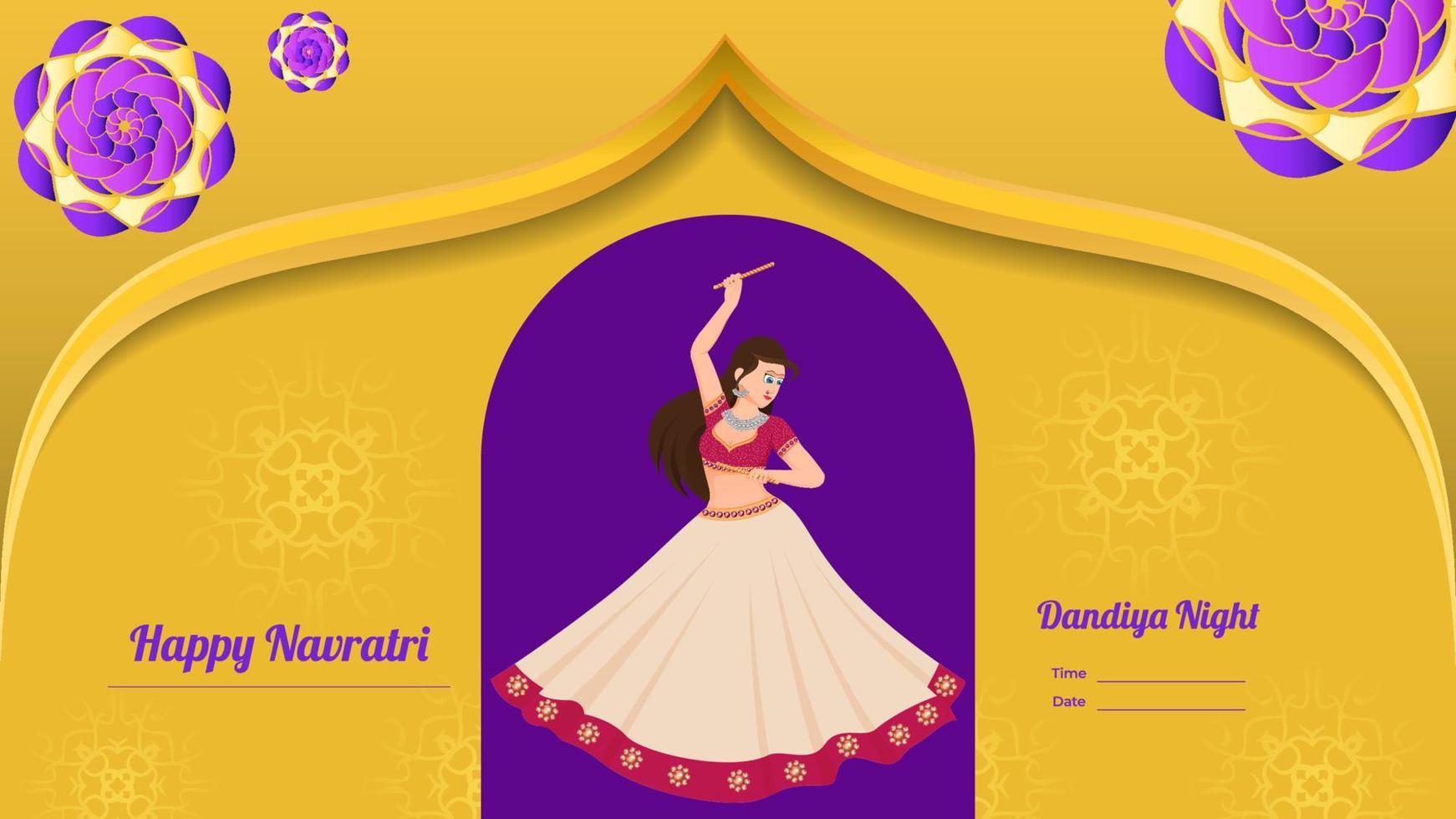 traditionell gekleideter Mädchenvektor, kreativer dandiya Fahnenvektor, glückliches navratri. vektor