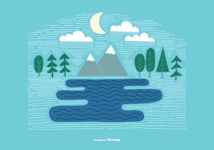 Linjär Mountain Landscape Vector