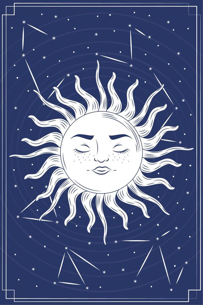 Sol astrologi retro affisch vektor