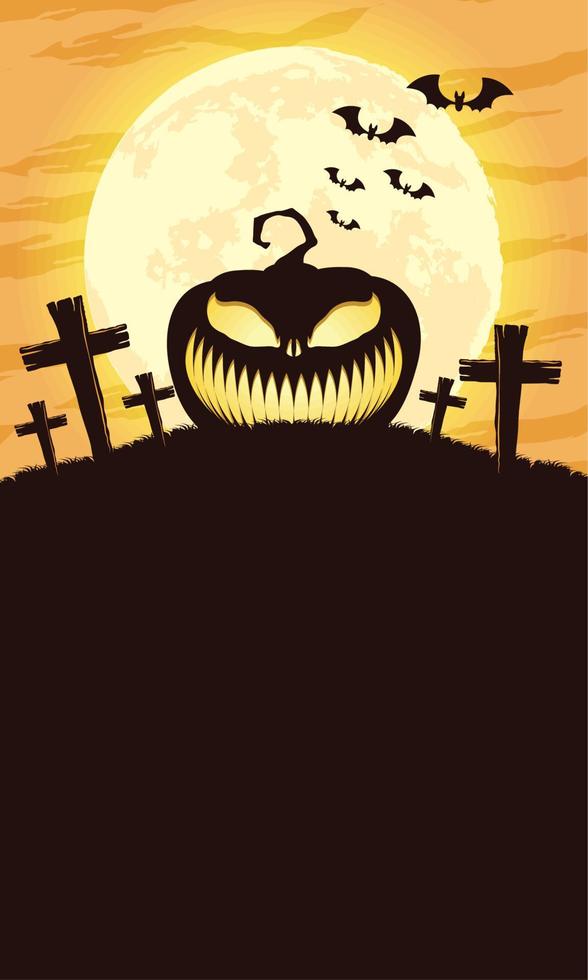 Halloween-Friedhof mit Kürbis vektor