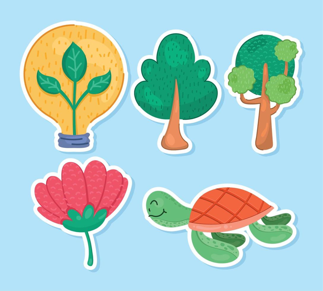fem miljövänliga ikoner vektor