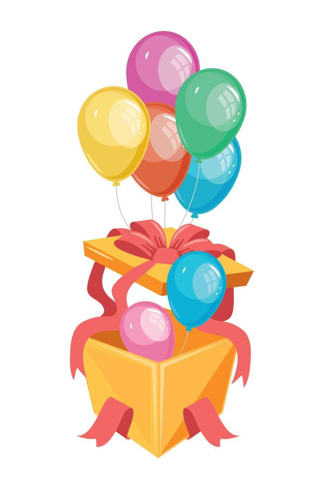 geschenkbox mit luftballons helium vektor