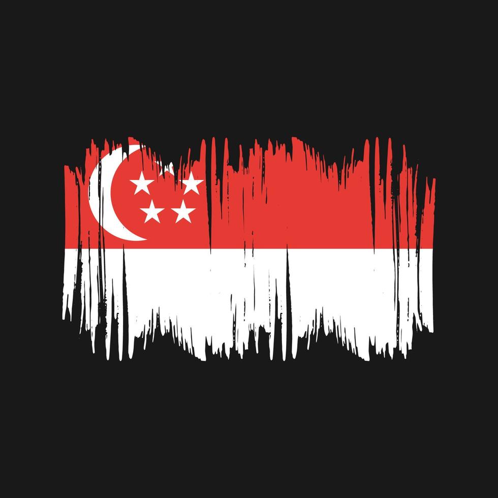 Vektorpinsel mit Singapur-Flagge. Pinselvektor der Nationalflagge vektor