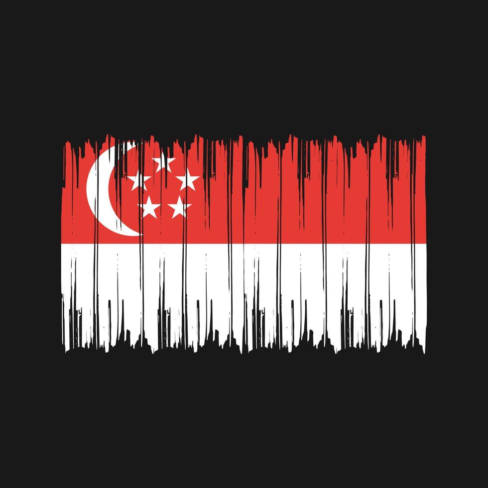 Pinselstriche der Singapur-Flagge. Nationalflagge vektor