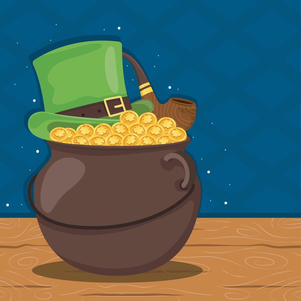 st patrick cauldron mit tophat vektor