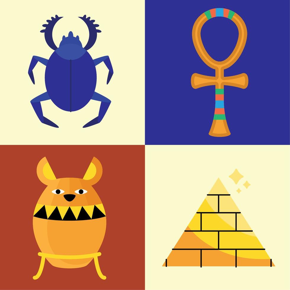 vier ikonen der ägyptischen kultur vektor