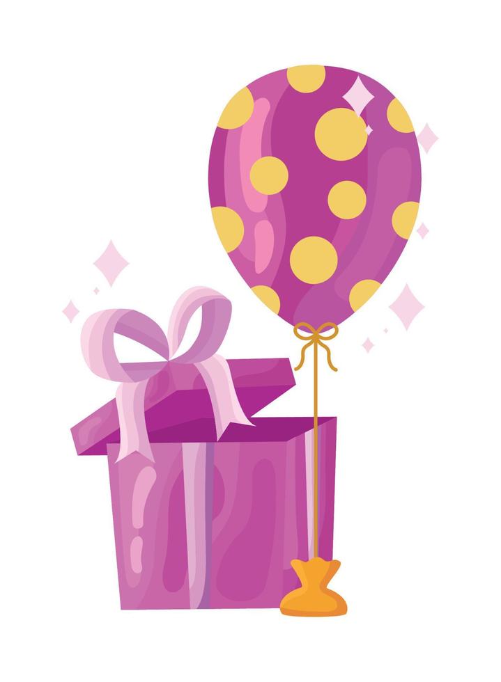 lila gåva och ballong helium vektor
