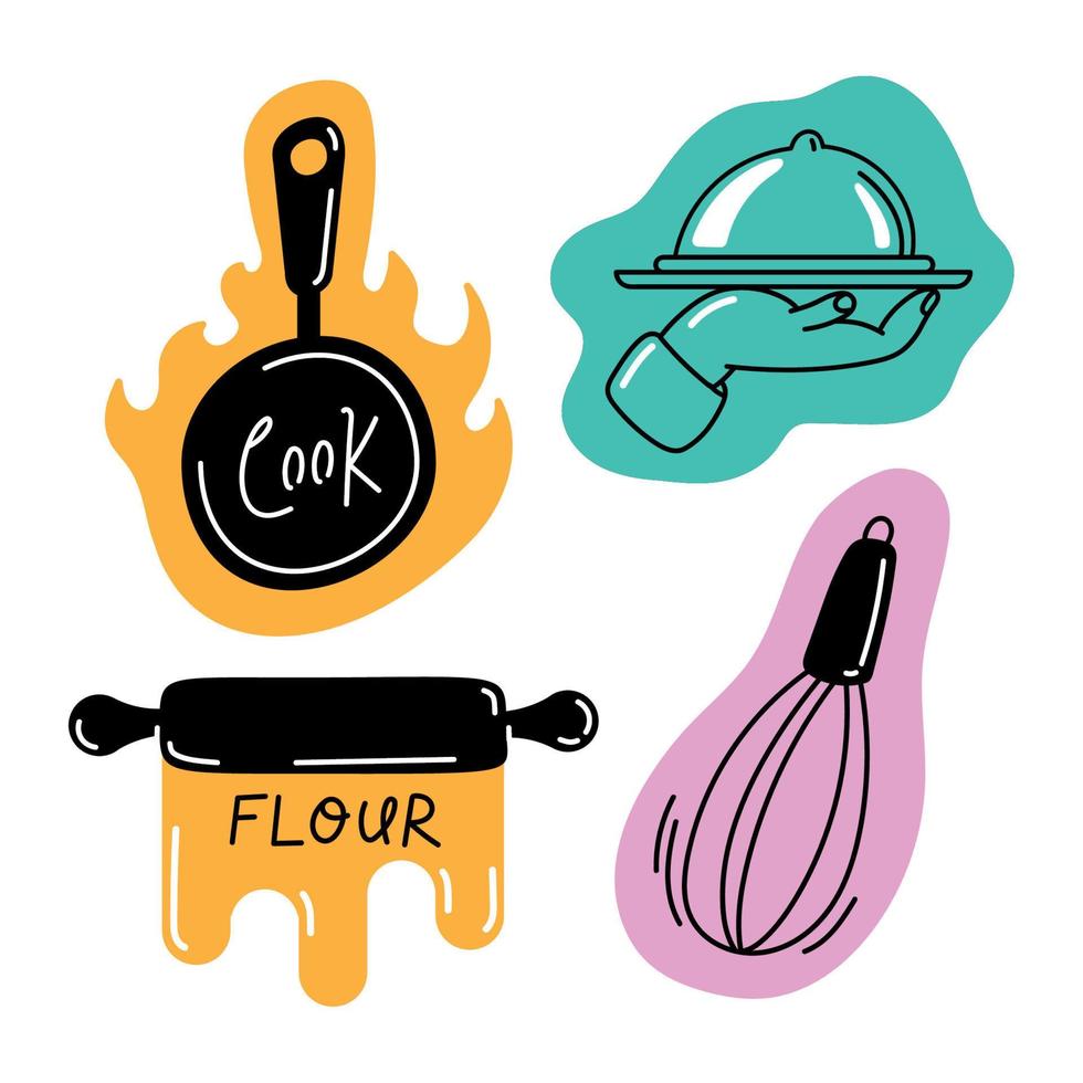 Küchenutensilien vier Symbole vektor