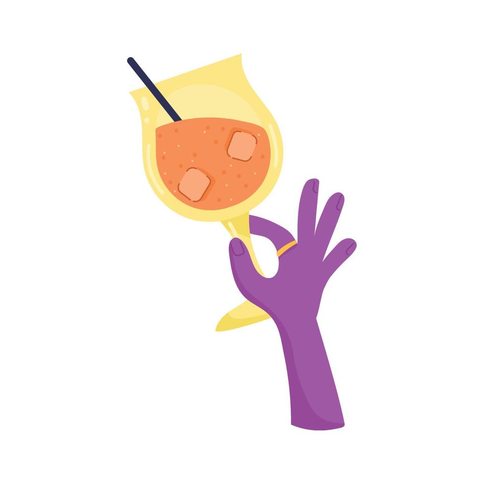 Hand mit gelbem Cocktail vektor