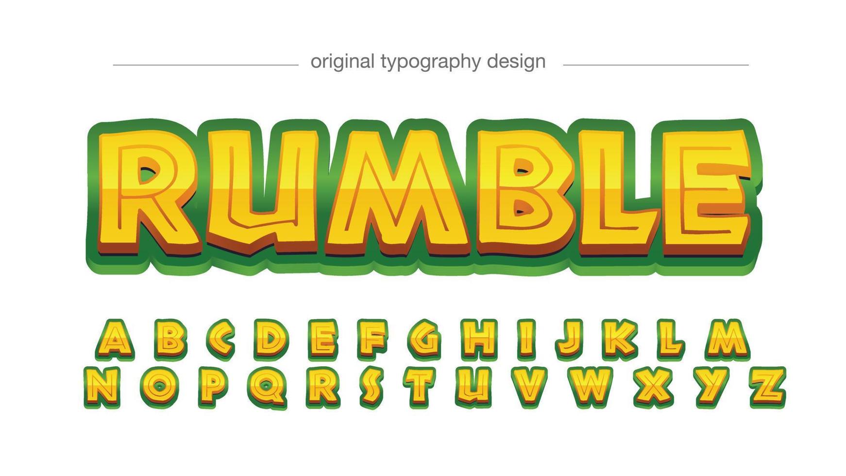 gul och grön 3d tecknad serie typografi vektor