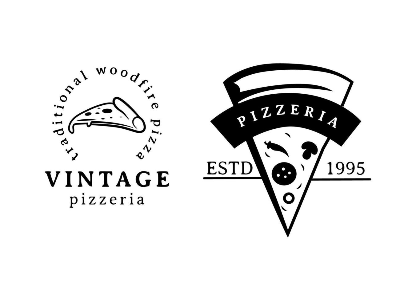 italiensk pizza restaurang årgång stil design logotyp vektor