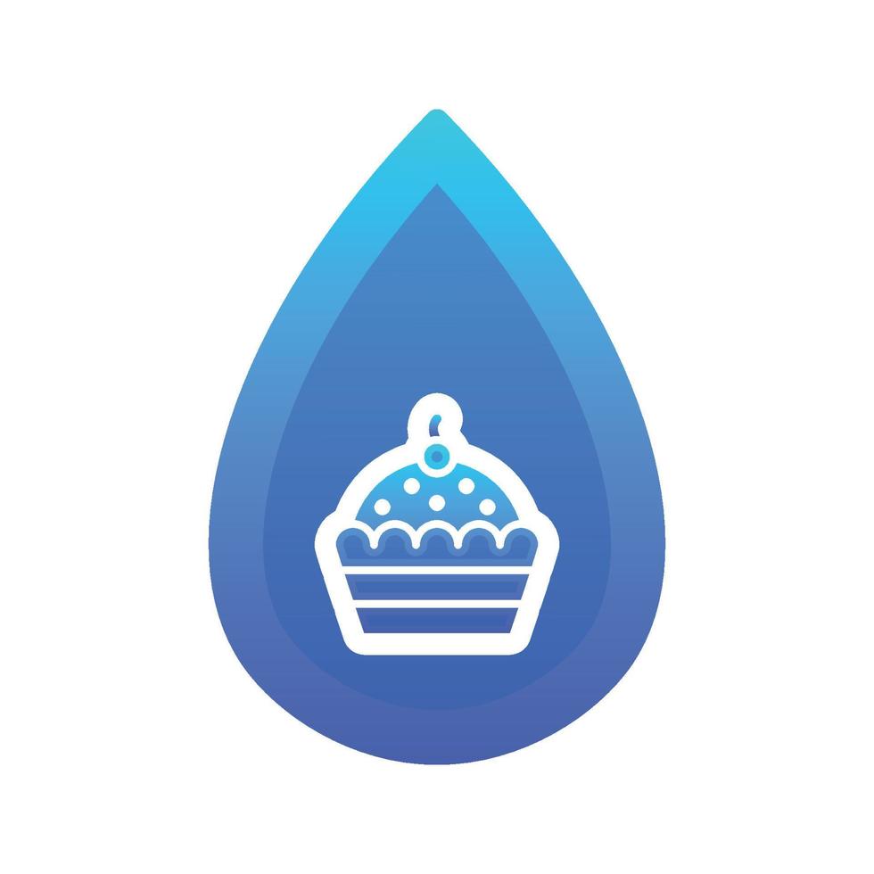 Cupcake-Wasser-Logo-Gradienten-Design-Vorlage-Icon-Element vektor