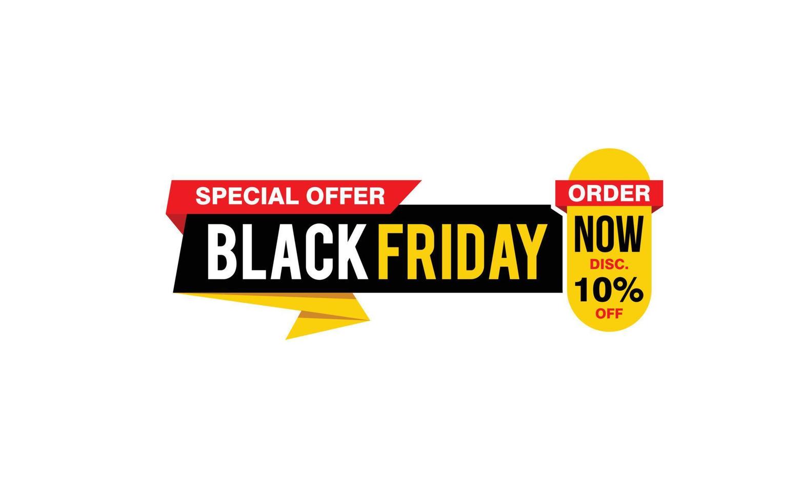 10 Prozent Rabatt Black Friday Angebot, Räumung, Werbebanner-Layout mit Aufkleberstil. vektor