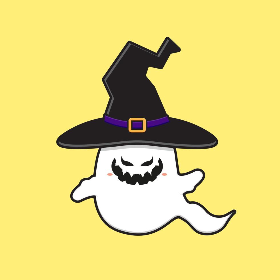 söt spöke firande halloween klotter tecknad serie klämma konst ikon illustration vektor