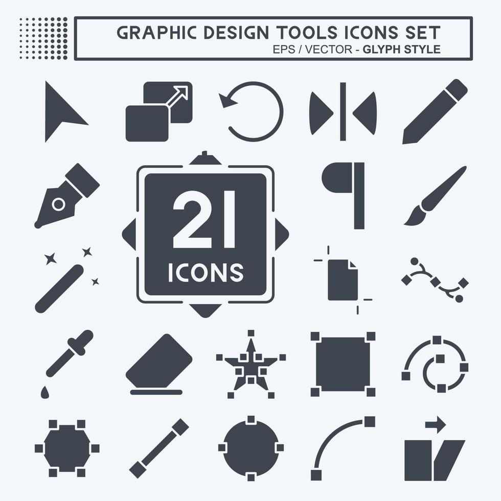 Icon-Set Grafikdesign-Tools. im Zusammenhang mit dem Symbol für Grafikdesign-Tools. Glyphen-Stil. einfaches Design editierbar vektor