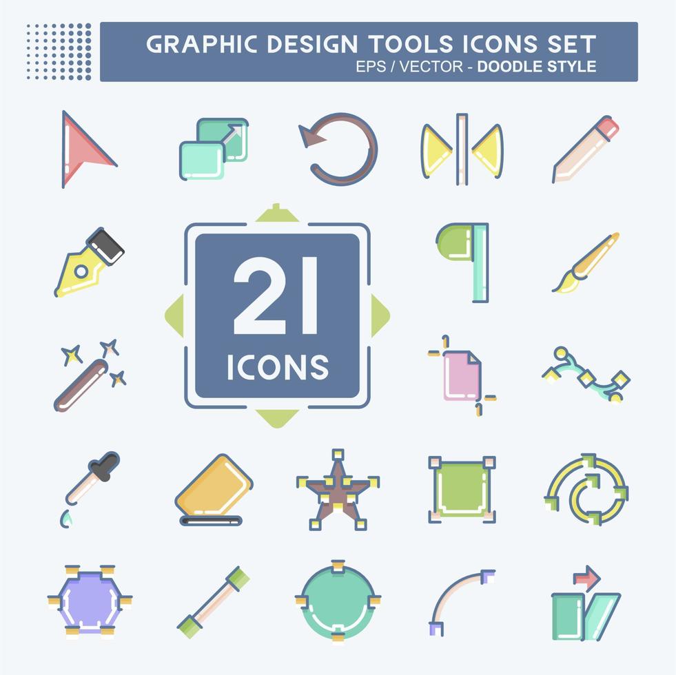 Icon-Set Grafikdesign-Tools. im Zusammenhang mit dem Symbol für Grafikdesign-Tools. Doodle-Stil. einfaches Design editierbar. einfache Abbildung. einfache Vektorsymbole vektor