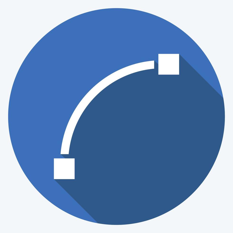 Symbol Bogen zeichnen. im Zusammenhang mit dem Symbol für Grafikdesign-Tools. langer Schattenstil. einfaches Design editierbar. einfache Abbildung. einfache Vektorsymbole vektor