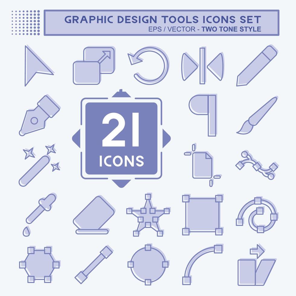 Icon-Set Grafikdesign-Tools. im Zusammenhang mit dem Symbol für Grafikdesign-Tools. zweifarbiger Stil. einfaches Design editierbar. einfache Abbildung vektor