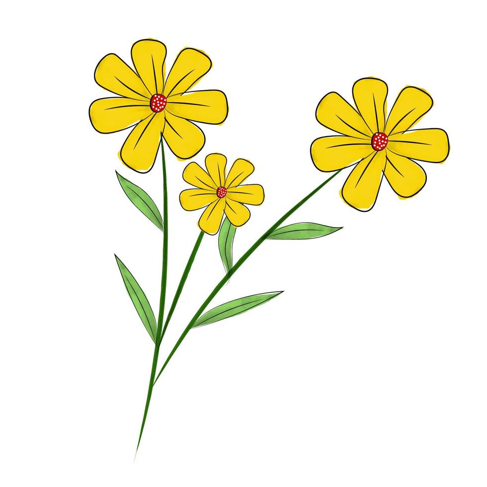 vild gul vattenfärg blomma vektor