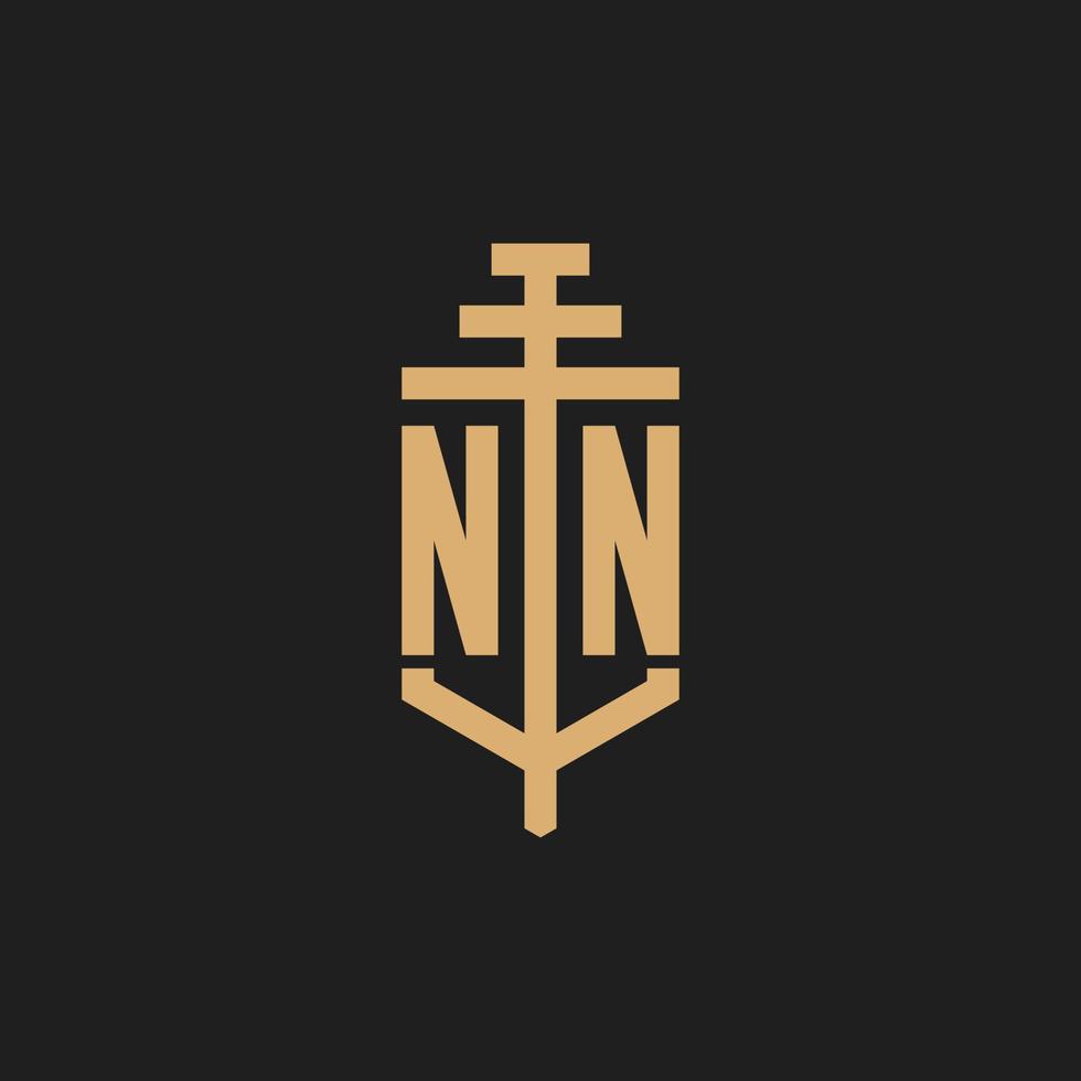 nn anfängliches Logo-Monogramm mit Pfeiler-Icon-Design-Vektor vektor