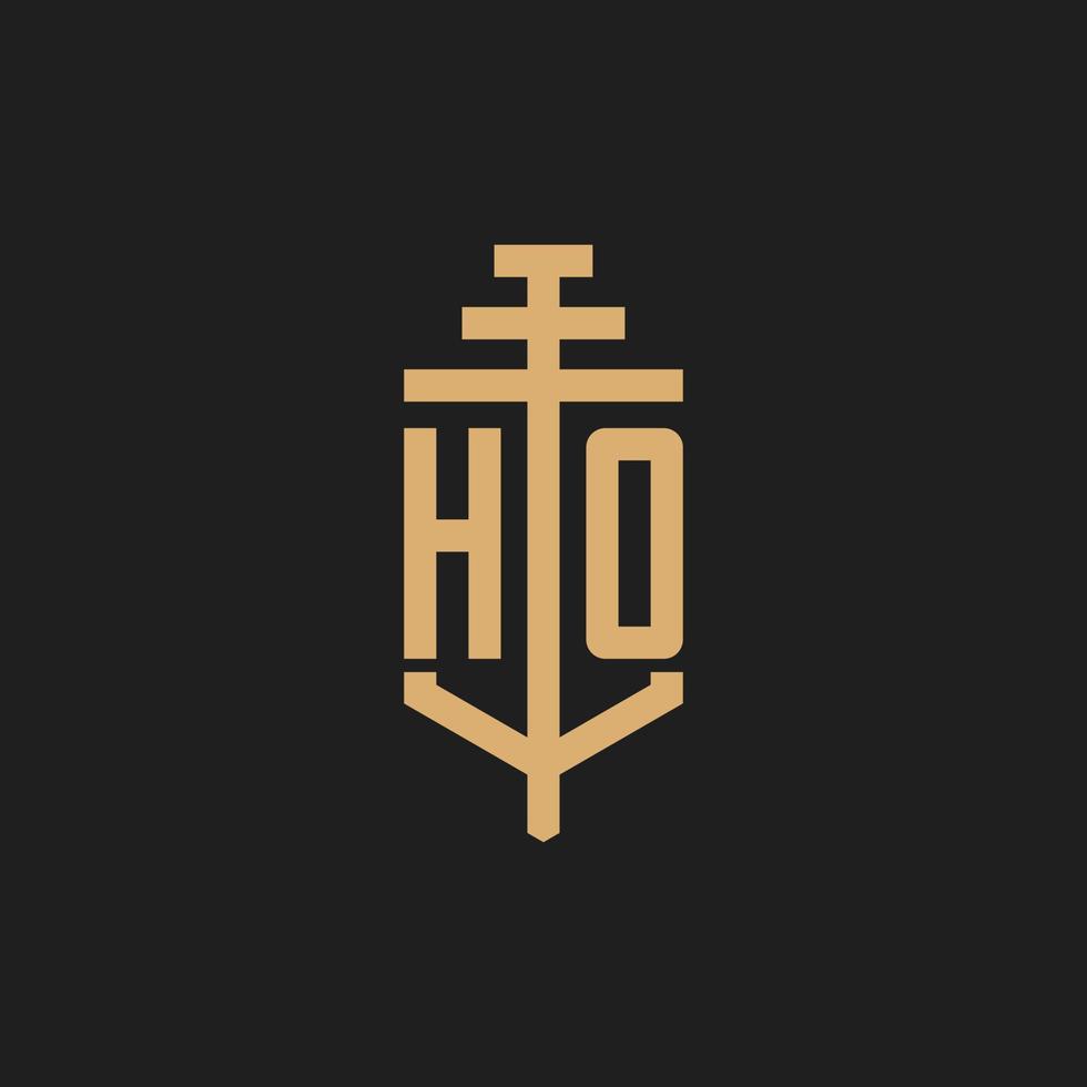 ho anfängliches Logo-Monogramm mit Säulen-Icon-Design-Vektor vektor