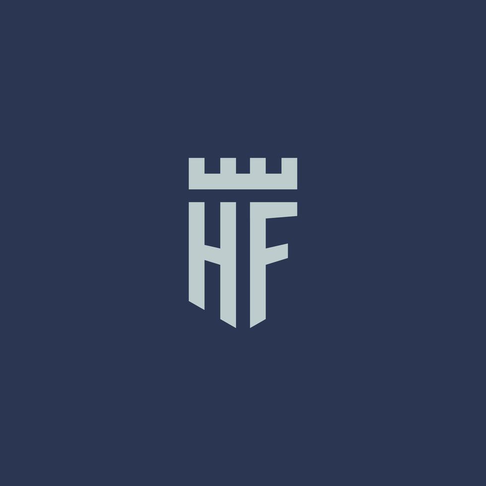 hf logotyp monogram med fästning slott och skydda stil design vektor