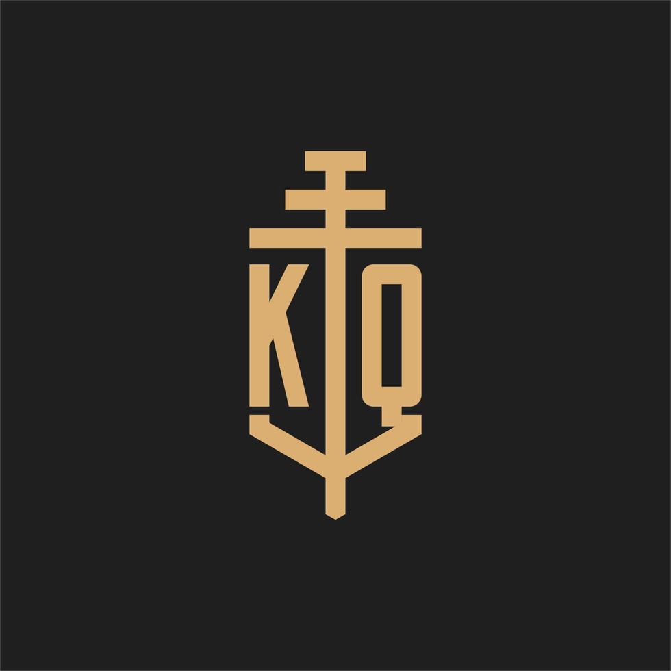 kq anfängliches Logo-Monogramm mit Säulen-Icon-Design-Vektor vektor