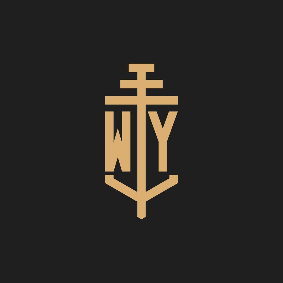 wy initiala logotyp monogram med pelare ikon design vektor