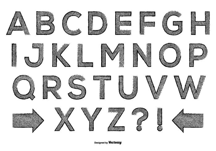Grunge Stripes Alfabet Set vektor