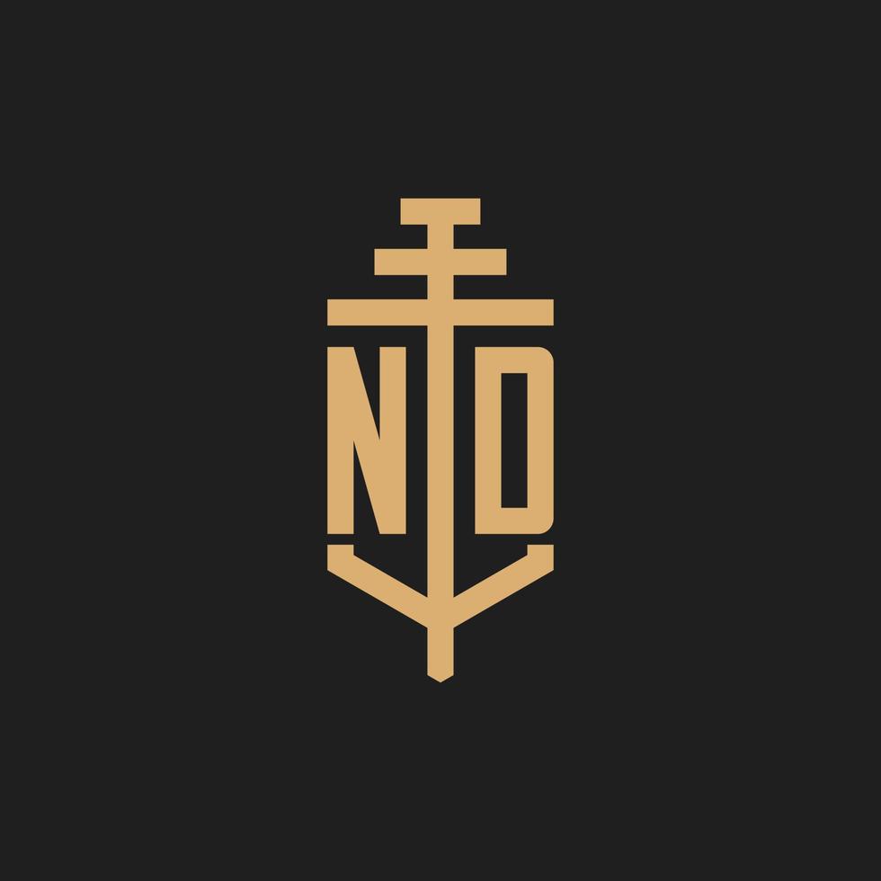 nd inledande logotyp monogram med pelare ikon design vektor