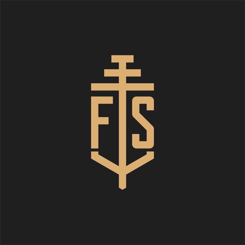 fs initiala logotyp monogram med pelare ikon design vektor