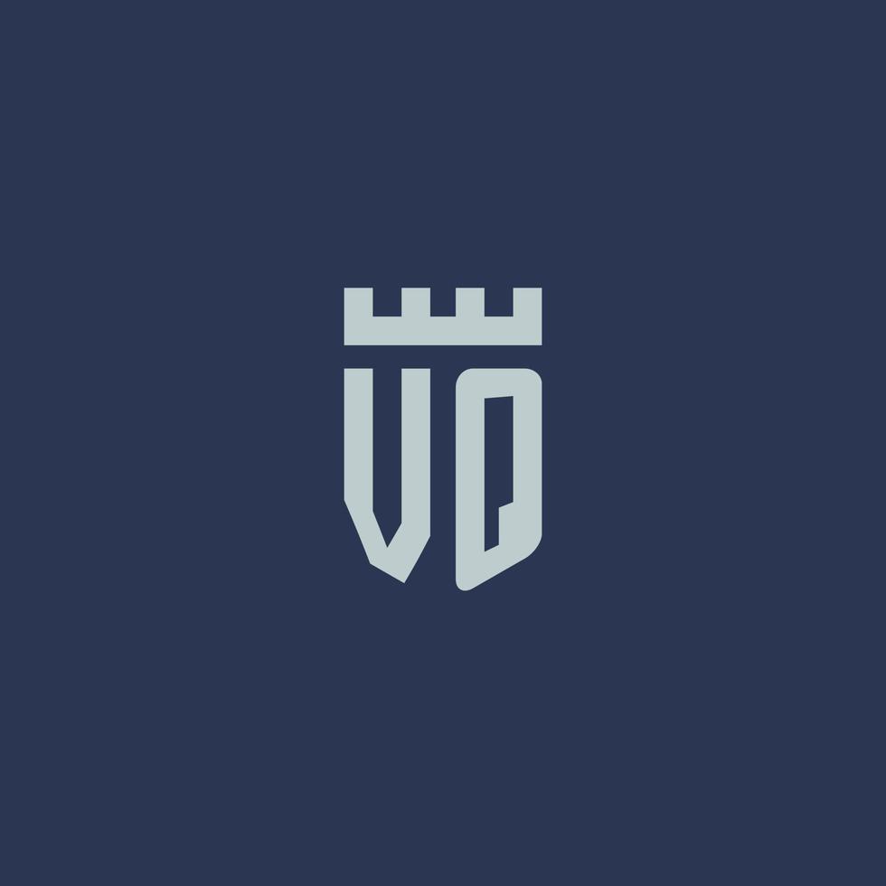 vq logotyp monogram med fästning slott och skydda stil design vektor