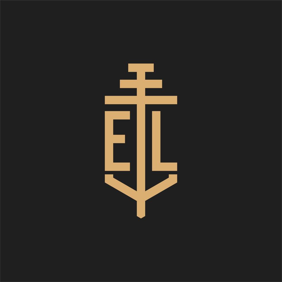 el anfängliches Logo-Monogramm mit Säulen-Icon-Design-Vektor vektor