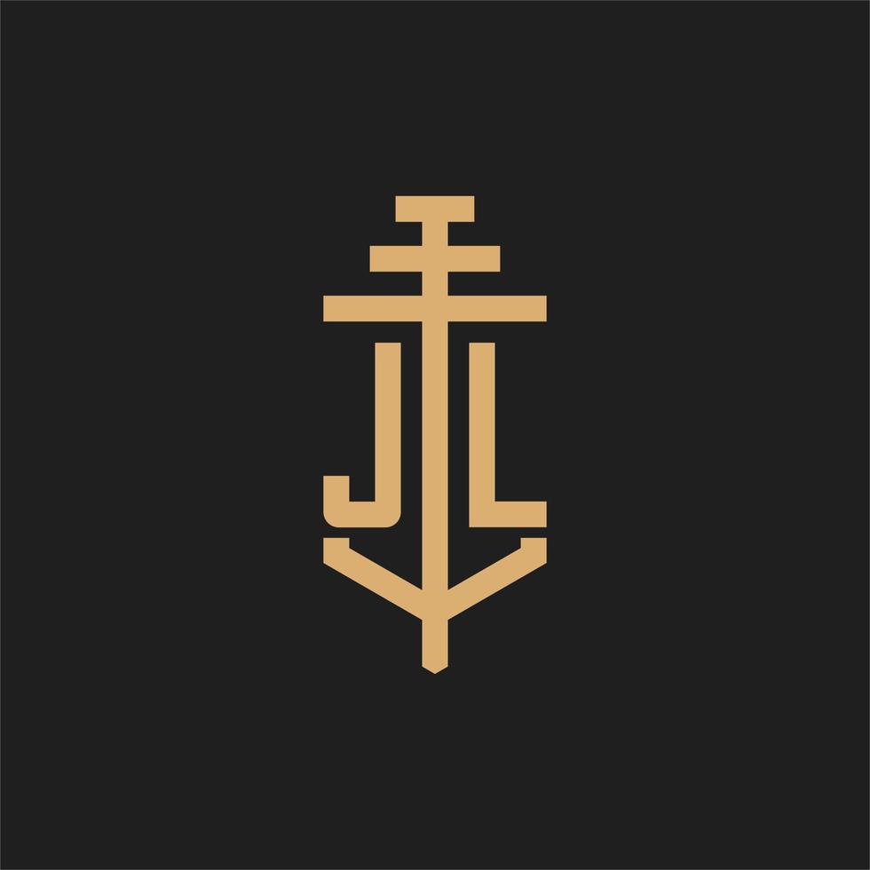 jl initial logotyp monogram med pelare ikon design vektor