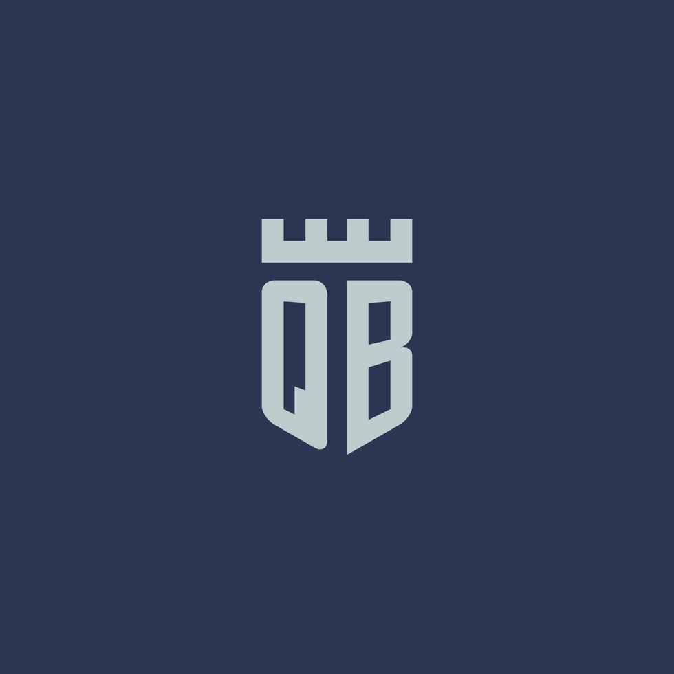 qb-Logo-Monogramm mit Festungsschloss und Schildstil-Design vektor