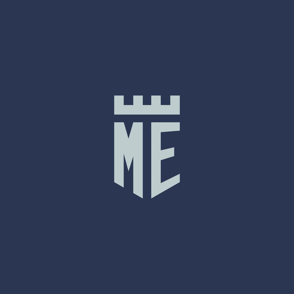 me logo monogramm mit festungsschloss und schildstildesign vektor