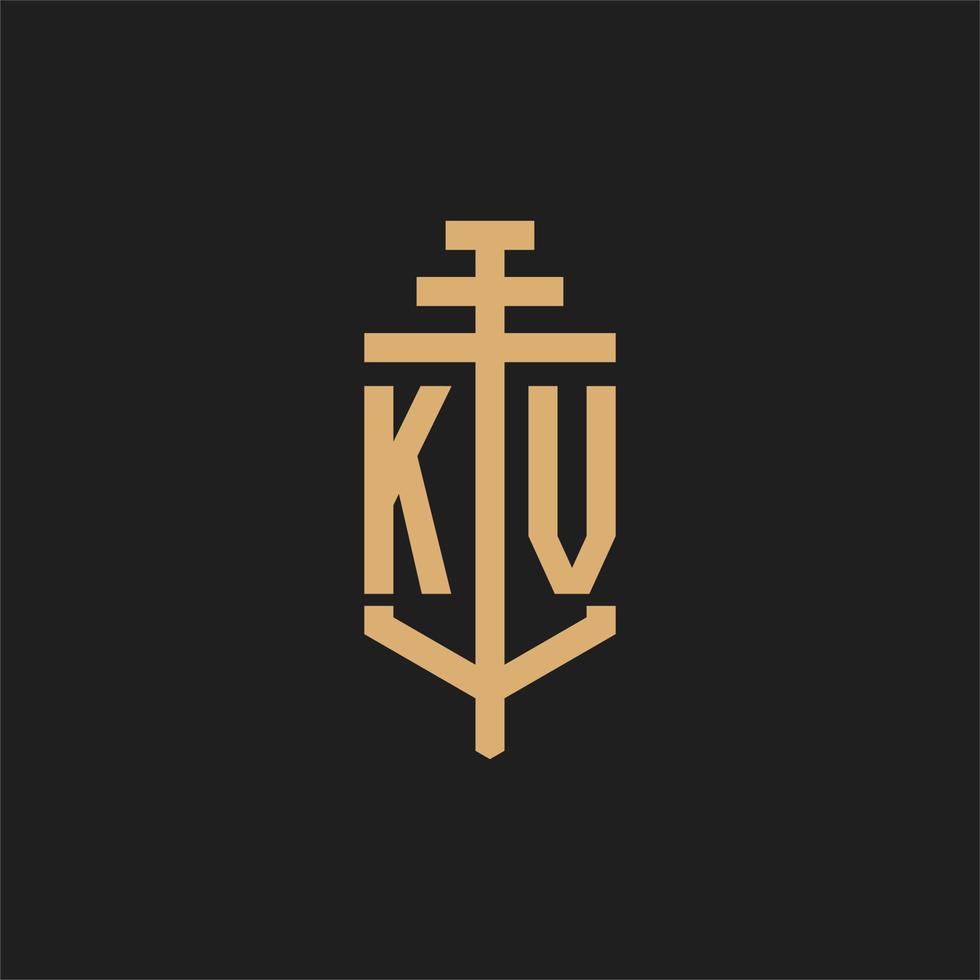 kv initial logotyp monogram med pelare ikon design vektor