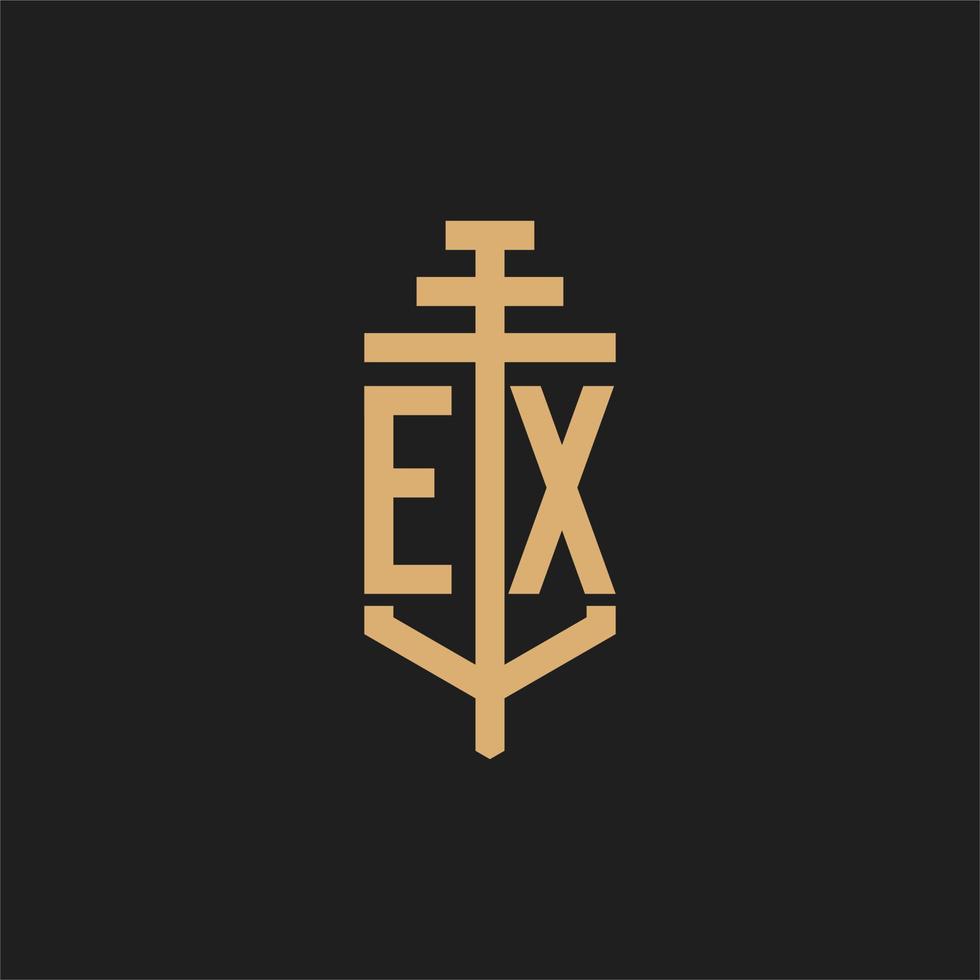 ex initial logotyp monogram med pelare ikon design vektor