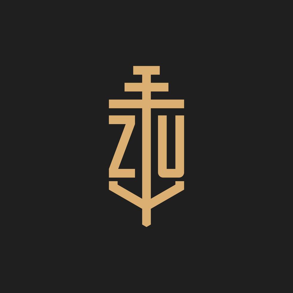 zu initiales Logo-Monogramm mit Säulen-Icon-Design-Vektor vektor