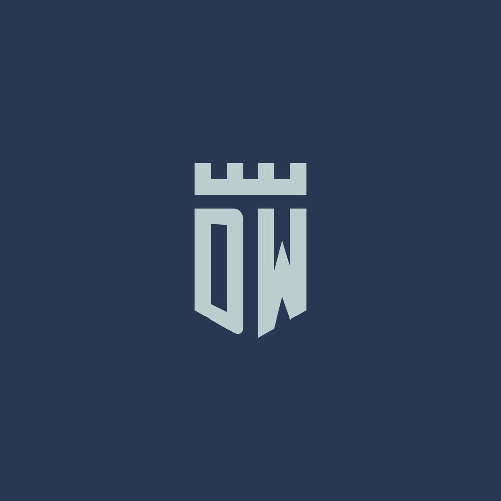 dw logotyp monogram med fästning slott och skydda stil design vektor
