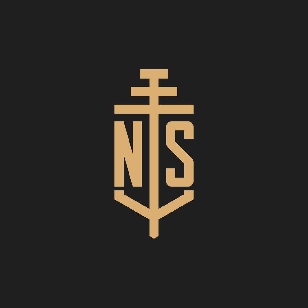 ns anfängliches Logo-Monogramm mit Säulen-Icon-Design-Vektor vektor