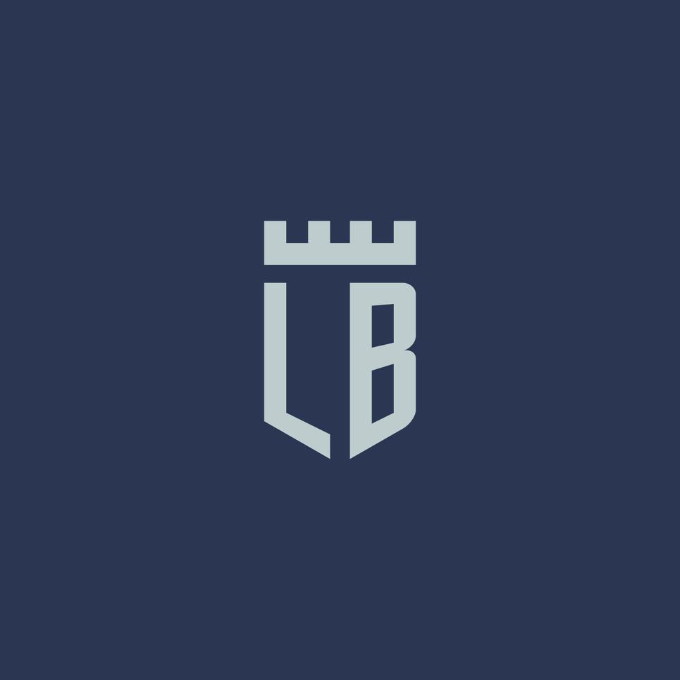 lb-Logo-Monogramm mit Festungsschloss und Schildstil-Design vektor