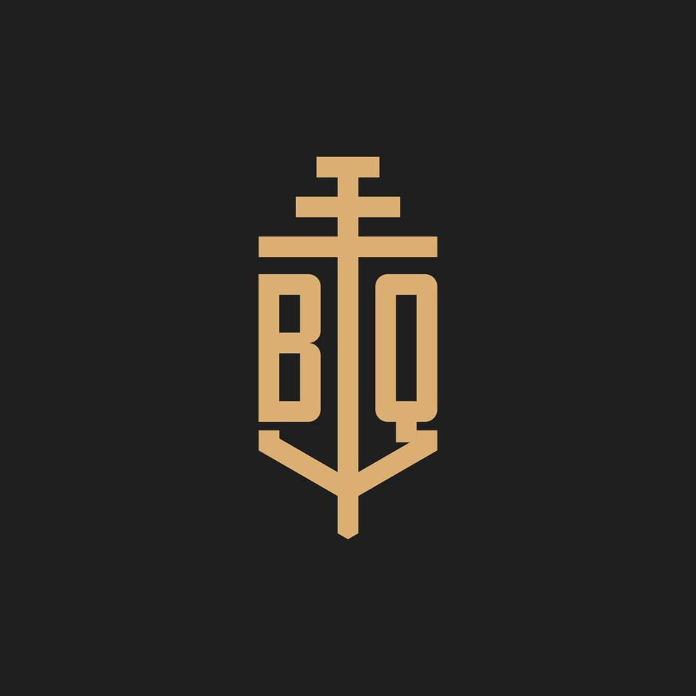 bq anfängliches Logo-Monogramm mit Säulen-Icon-Design-Vektor vektor