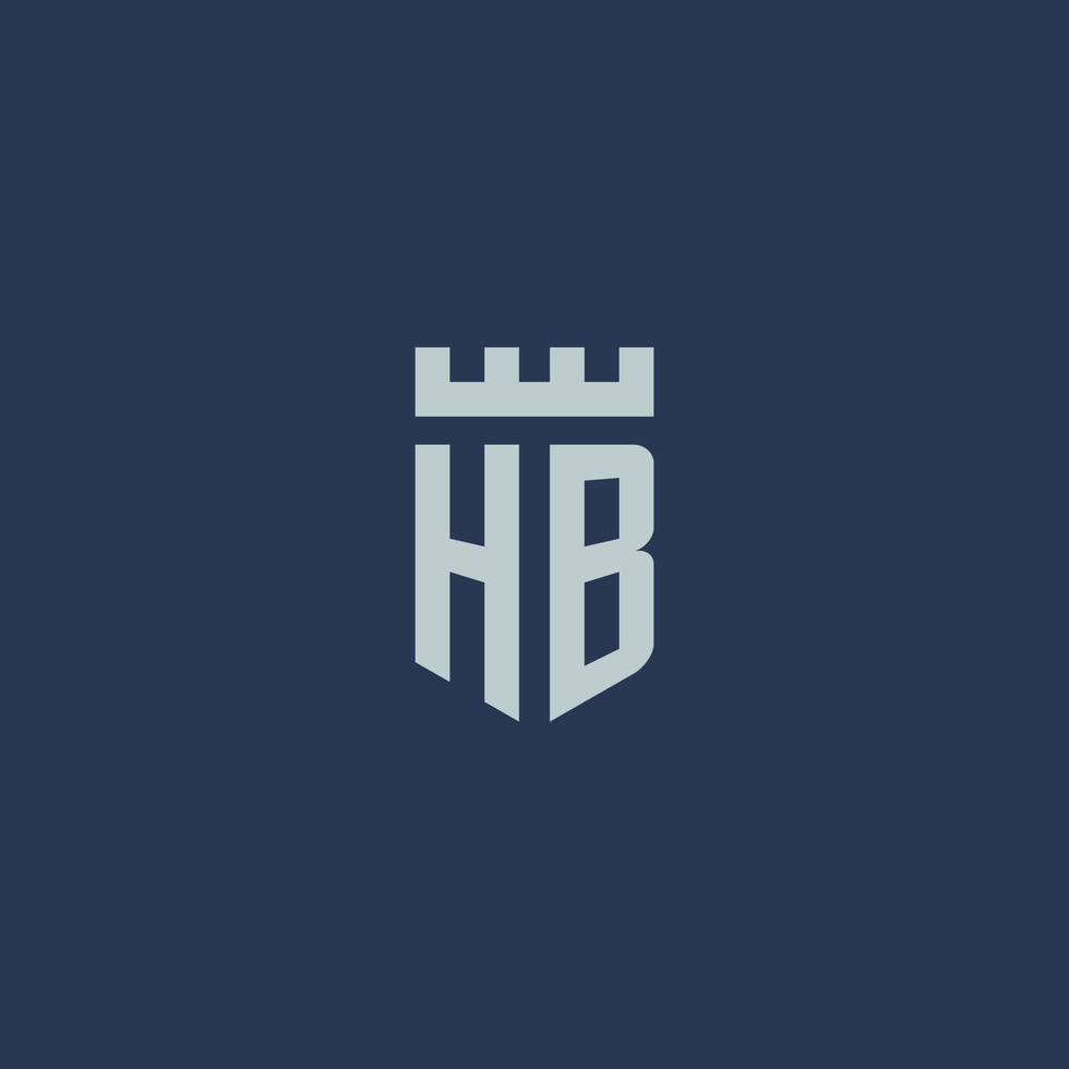 hb-Logo-Monogramm mit Festungsschloss und Schildstil-Design vektor