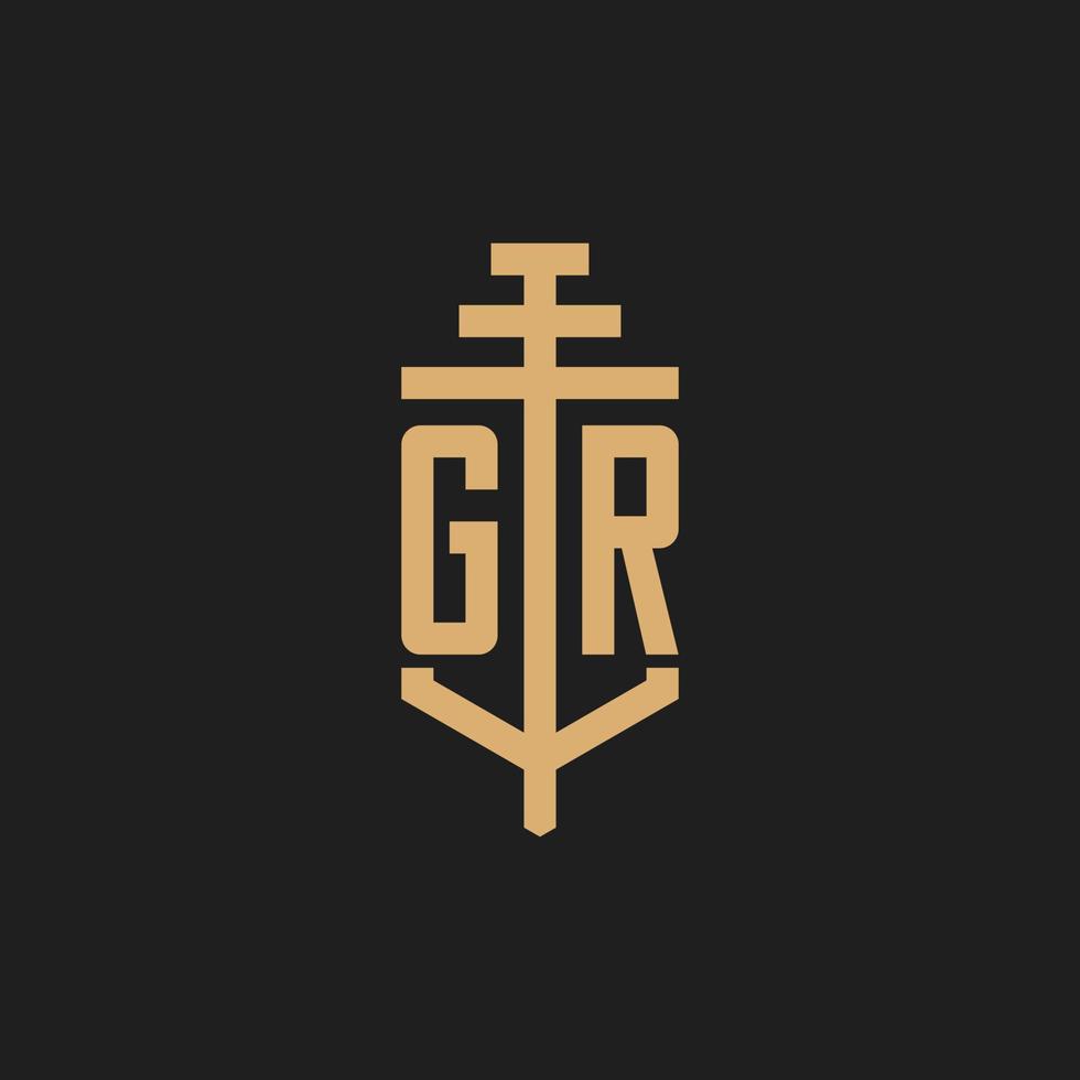 gr anfängliches Logo-Monogramm mit Säulen-Icon-Design-Vektor vektor